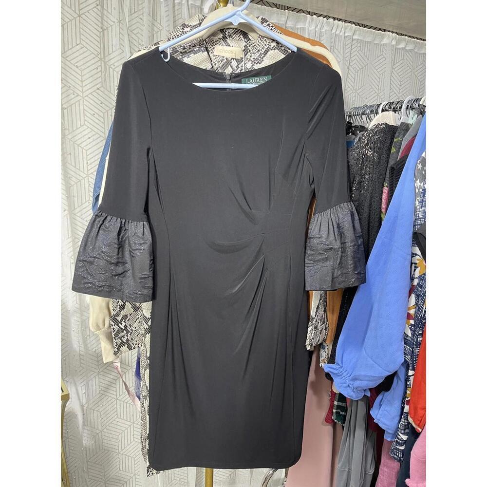 Ralph Lauren Classic womens dress size 6P Black Bell Sleeves